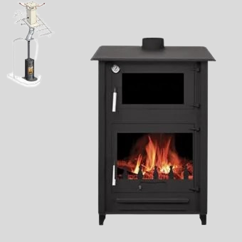 ROSA Holzofenpaket 10 Holzscheite 50 cm + 150 Rauchrohrsatz – Stahl