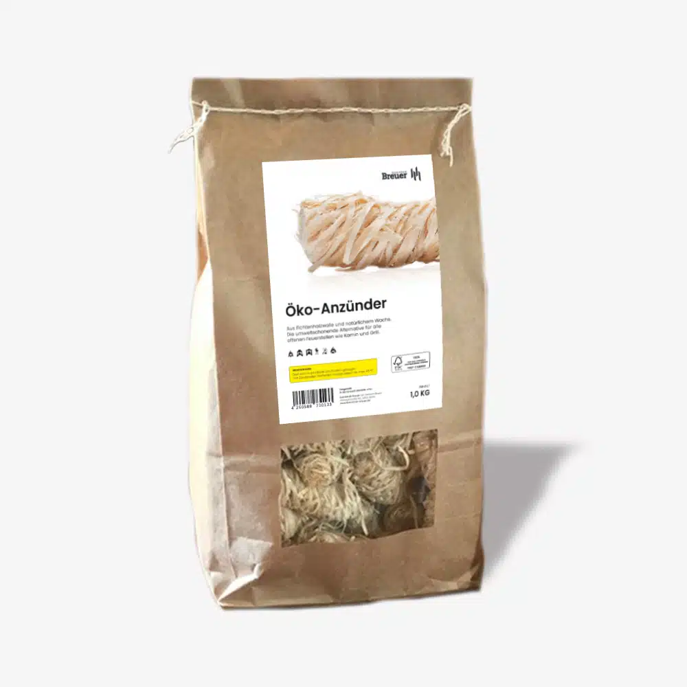 Öko-Anzündwolle für Kaminholz, Ofen und Grill