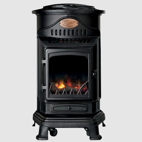 3,4 KW Gas-Standheizung schwarz Holzofen-Optik Echtguss Provence Universal